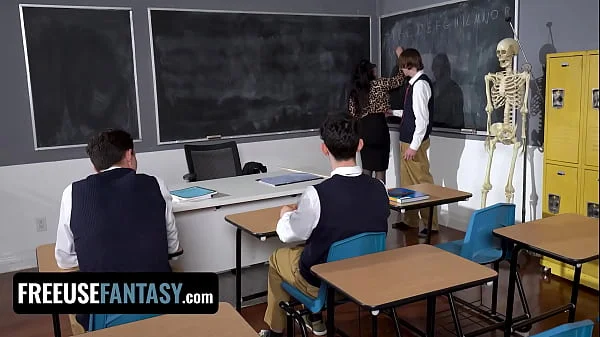 Curvy Teacher Valentina Nappi Gets Fucked By Three Students In A Classroom - FreeUse Fantasy