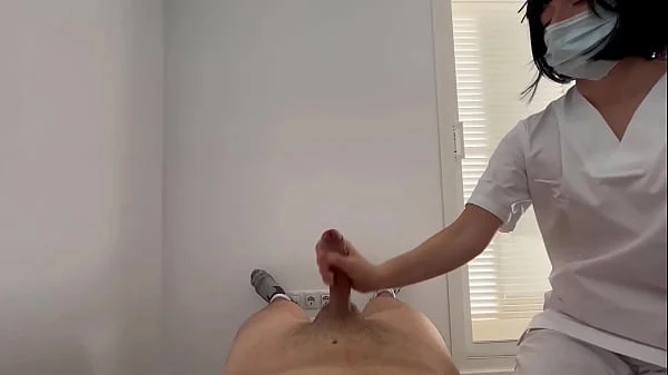 Cock waxing by a cute girl beginner who takes her hand so she gives me a handjob until I finish cumming