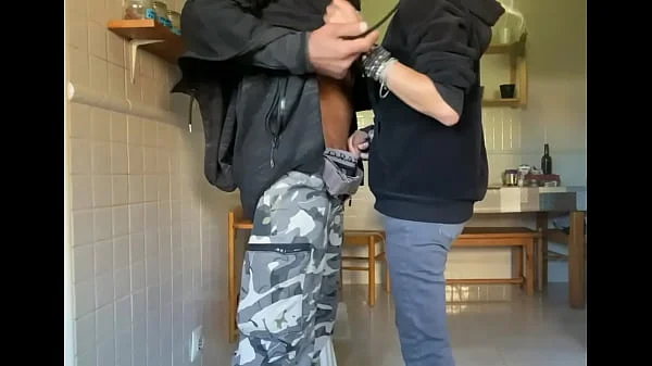 INCREDIBLE BLOWJOB AND CUM IN MOUTH IN THE KITCHEN OF A LITTLE SPANISH BLONDE