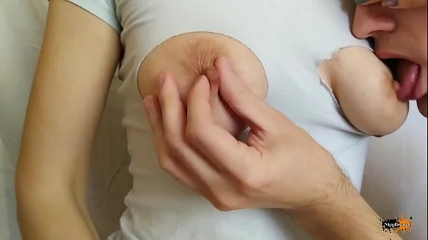 Cut a T-shirt to suck on a tit