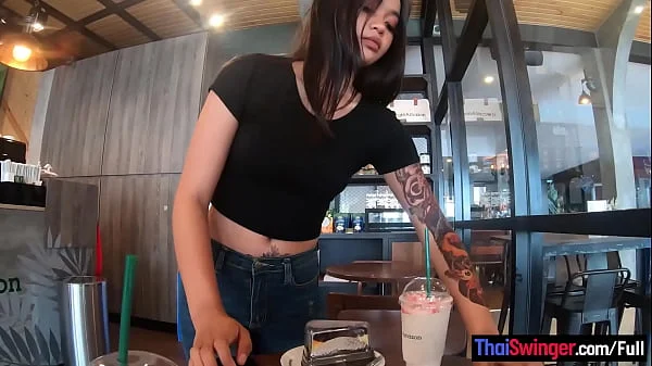 Starbucks coffee date with gorgeous big ass Asian teen girlfriend